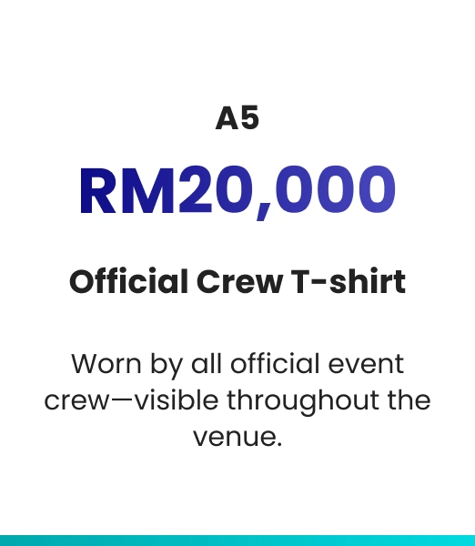 Official crew T-shirt sponsorship package – RM20,000.