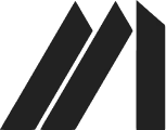 Abstract geometric logo with three angular shapes.